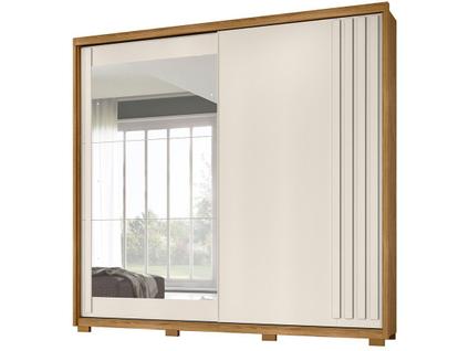 Guarda Roupa Casal Dhara 2 Portas Freijó Off White com Espelho - Moval