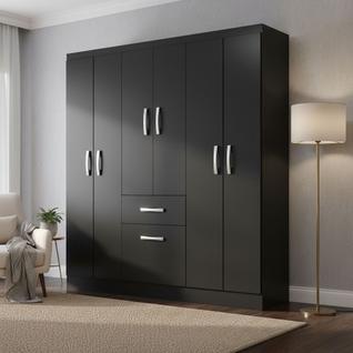 Guarda Roupa Casal New Marbella 7 Portas 1 Gaveta MDP Design Moderno e Funcional - Evidênc
