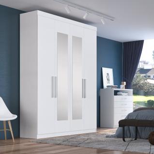 Guarda-roupa Solteiro 4 Portas 2 Gavetas Paris com Espelho