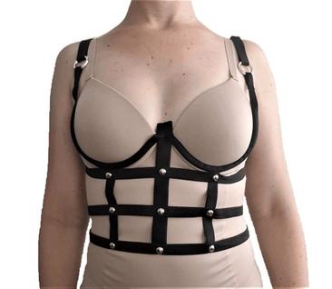Harness com aro sem bojo estilo corpete corset tiras strappy ajustável