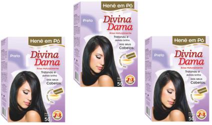 Hene em Po Divina Dama 03x50gr Jaborandi ( Cores Incolor, Chocolate, Preto, Azulado, Casta