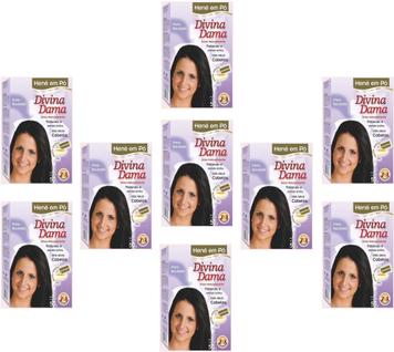 Hene em Po Divina Dama 50gr Jaborandi Caixa ( Cores: Azulado, Preto, Chocolate, Incolor,  