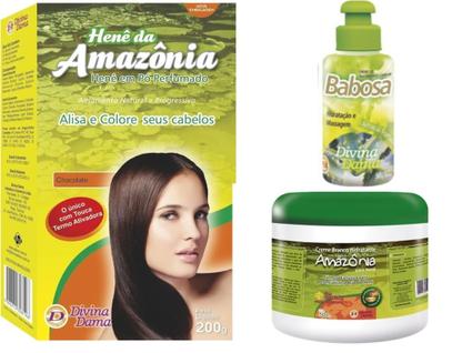 Hene Po Divina Dama Castanho Escuro Amazonia 01x200gr+Creme Branco incolor 500gr+Creme Bab