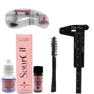 Henna Sourcil Sobrancelha Vegana + Paquimetro + Pincel Duplo + 6 Modelos De Sobrancelha Pr