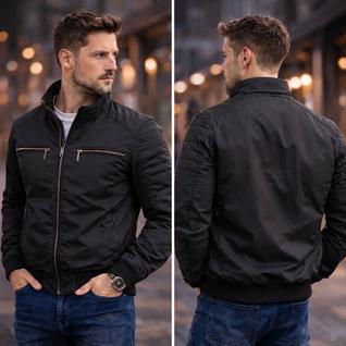 Jaqueta Bomber Masculina Dupla Face Corta Vento Impermeável Forrada Inverno 2 Em 1 Casaco