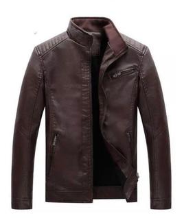 Jaqueta Couro masculina moderna resistente marrom