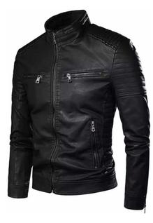 Jaqueta de couro Masculina Slim Fit
