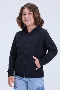 Jaqueta Infantil Unissex de Inverno Moletom Liso com Capuz