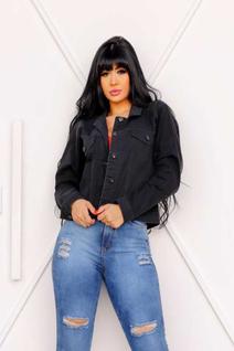 Jaqueta Sarja Preta Feminina