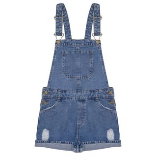 Jardineira Juvenil Look Jeans Short Jeans