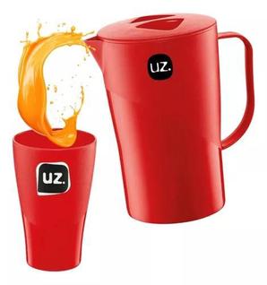Jarra De Suco/agua 2l + 6 Copos 300ml 5 Cores - Cozinha Uz