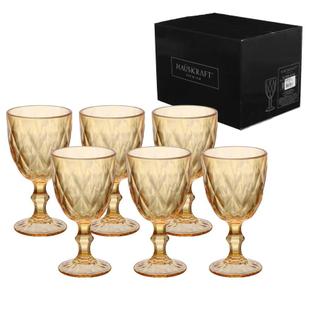 Jogo 6 Taça De Vidro Água Suco Fume Verde Diamond Bico de Jaca 320ml