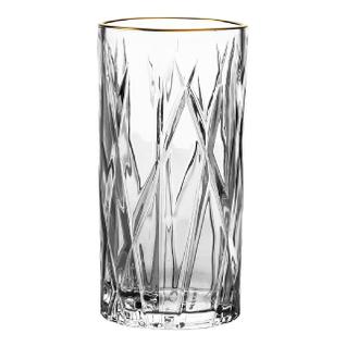 Jogo De 6 Copos Altos Forest Em Cristal Ecológico Com Borda Dourada 390 Ml - L hermitage