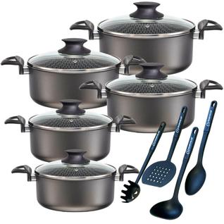 Jogo de Caçarola Panelas 09 peças Antiaderente 6 Camadas Teflon Kit