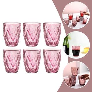 Jogo de Copo Diamante 280ml com 6 peças em vidro resistente, ideal para água, suco e bebid