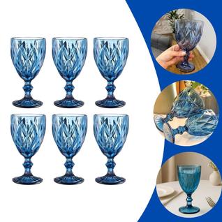 Jogo de Taças Diamante 260ml com 6 Peças Em Vidro Resistente, Ideal Para Água, Suco e Bebi