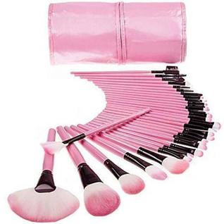 Jogo Pincel Maquiagem Profissional 24 Unidades Rosa Cerdas Que Esfumam Perfeitamente Ofert