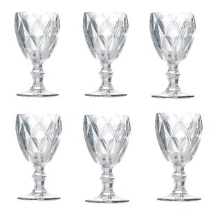 Jogo Taças Transparentes 6 Unidades Cristal Suco Agua Vidro Elegante Delicadeza