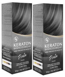 Kert Keraton Kit c/ 2 Tonalizantes Banho de Brilho Prata 100g