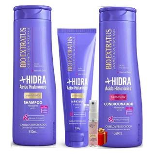 Kit 1 Shampoo 1 Condicionador 1 Mascara limpeza Hidratante Mais Hidra 350 ML + Presente Lo