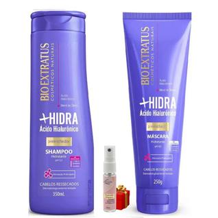 Kit 1 Shampoo 1 Mascara limpeza Hidratante Mais Hidra 350 ML Bio Extratus + Presente Lourr