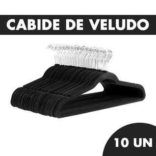 Kit 10 Cabides De Veludo Adultos Slim Ultra Finos Antideslizante Preto Organização Casa Do