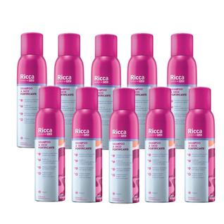 Kit 10 Shampoos a Seco Fortificante Reconstrução dos Fios Antioleosidade Ricca 150ml