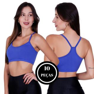 Kit 10 Top Academia Alça Fina sem Bojo Nadador Fitness Liso - c8 KIT 10 TOP ANA