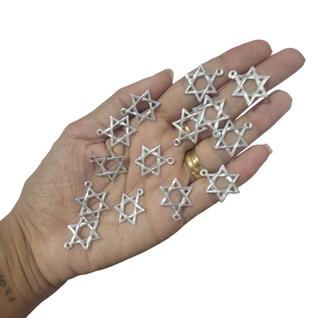 Kit 100 Estrela De Davi 6 Pontas Alumínio Vazada Simples 2cm