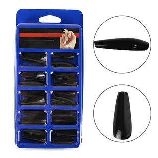 Kit 100 Unidades Unha Postiça Bailarina Realista Preta Lisa Manicure Nail Designer Unhas D