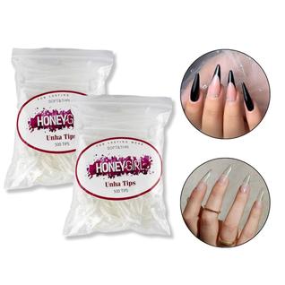 Kit 1000 Tips Stiletto Transparente Unhas de Gel, Honey Girl Manicure Nail Art Nail Design