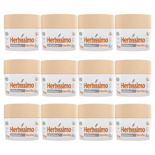 Kit 12 Desodorante Creme Herbissimo Vanilla Antitranspirante 55g