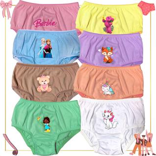 Kit 12  Peças Calcinhas Infantil 100% Algodão Tamanho P Moda Infantil Bebe 1 a 12 anos Cor