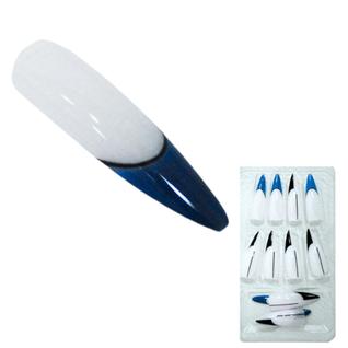 Kit 12 Peças Unhas Postiças Realistas Decoradas Formato Stiletto Grande Fácil Aplicação Na