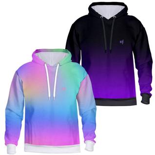 Kit 2 Blusa Moletom Masculino Feminino de Frio Degrade Capuz Flanelado Bolsos Laterais de