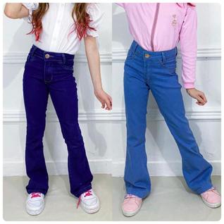 Kit 2 Calças Jeans Infantil Juvenil Menina - Calça Feminina da moda Flare
