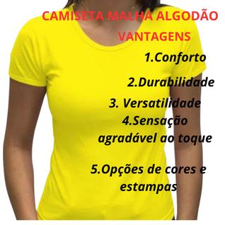 Kit 2 Camiseta T-shirt  Malha Fria (PV) Baby Look Feminina Lisa