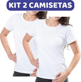 Kit 2 Camisetas Brancas Baby Look Malha Fria PV