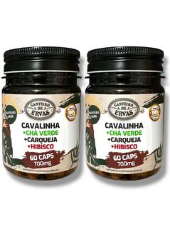 Kit 2 Cavalinha hibisco chá verde e carqueja