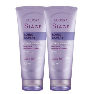 Kit 2 Condicionador Matizador Loiro Expert Roxo Desamarelador Violeta Platinado 200ml Eudo
