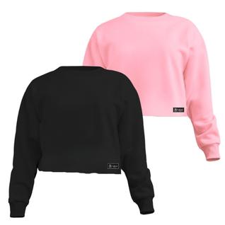 Kit 2 Croppeds Moletom Feminino Liso Básico com Cintura Descosturada