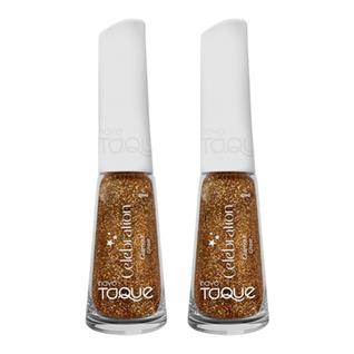 Kit 2 Esmalte Novo Toque Celebration Glitter Cor Glamour 8ml