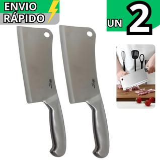 Kit 2 Faca Cutelo Em Inox Machadinho Profissional Escovado Linha Texas N6 Carnes Legumes