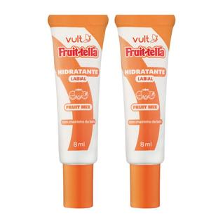 Kit 2 Hidratante Labial Gloss Fruittella Mix de Frutas Fruit Perolado Sabor Bala 8ml Vult