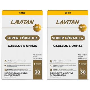Kit 2 Lavitan Cabelos e Unhas Super Fórmula Biotina Vitamina da Beleza 30cp Cimed Suplemen