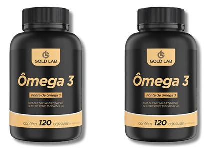 Kit 2 Ômega 3 C/ 120caps Cada 1000mg - Gold Lab - Sem Sabor