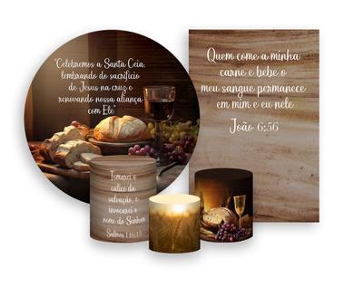 Kit 2 Painéis De Festa  Trio De Capas Cilindros,  Santa Ceia Evangélico 027
