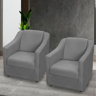 Kit 2 Poltronas Decorativa Para Sala Recepção Manicure Barbearia Salão de Beleza Cadeira R