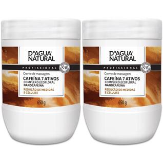 Kit 2 Potes Creme De Massagem Corporal Dagua Natural Cafeína 7 Ativos 650g Redução de Medi