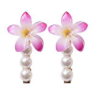 Kit 2 Presilhas de Cabelo Flor com Pérola Bico de Pato Acessório Feminino Elegante